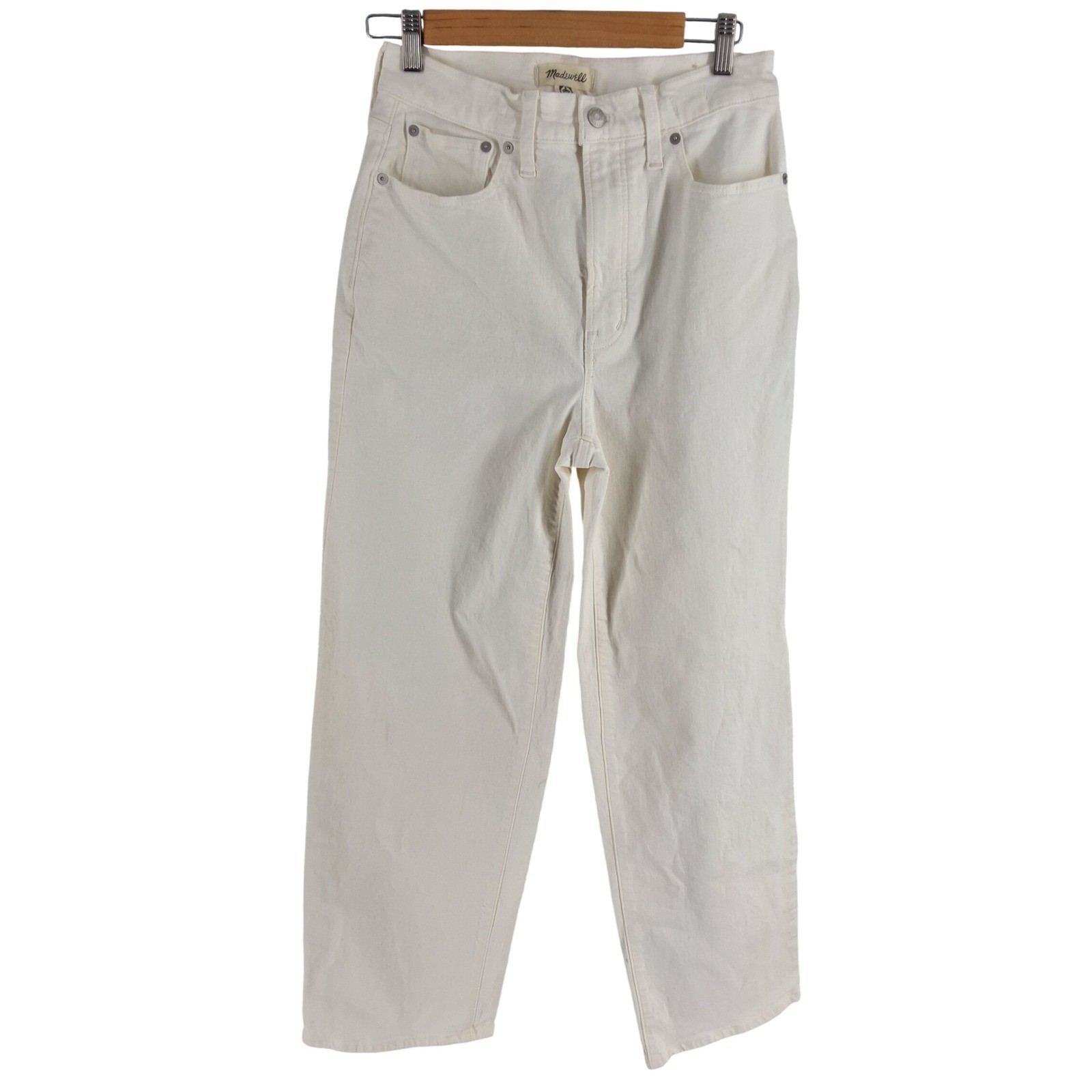 Madewell High Rise Wide Leg Crop Jeans Off White Cream Denim Size 26