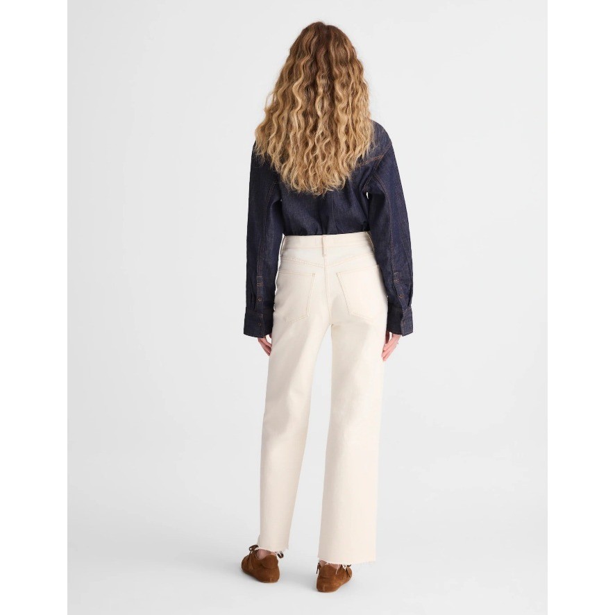 Madewell High Rise Wide Leg Crop Jeans Off White Cream Denim Size 26 - View 6