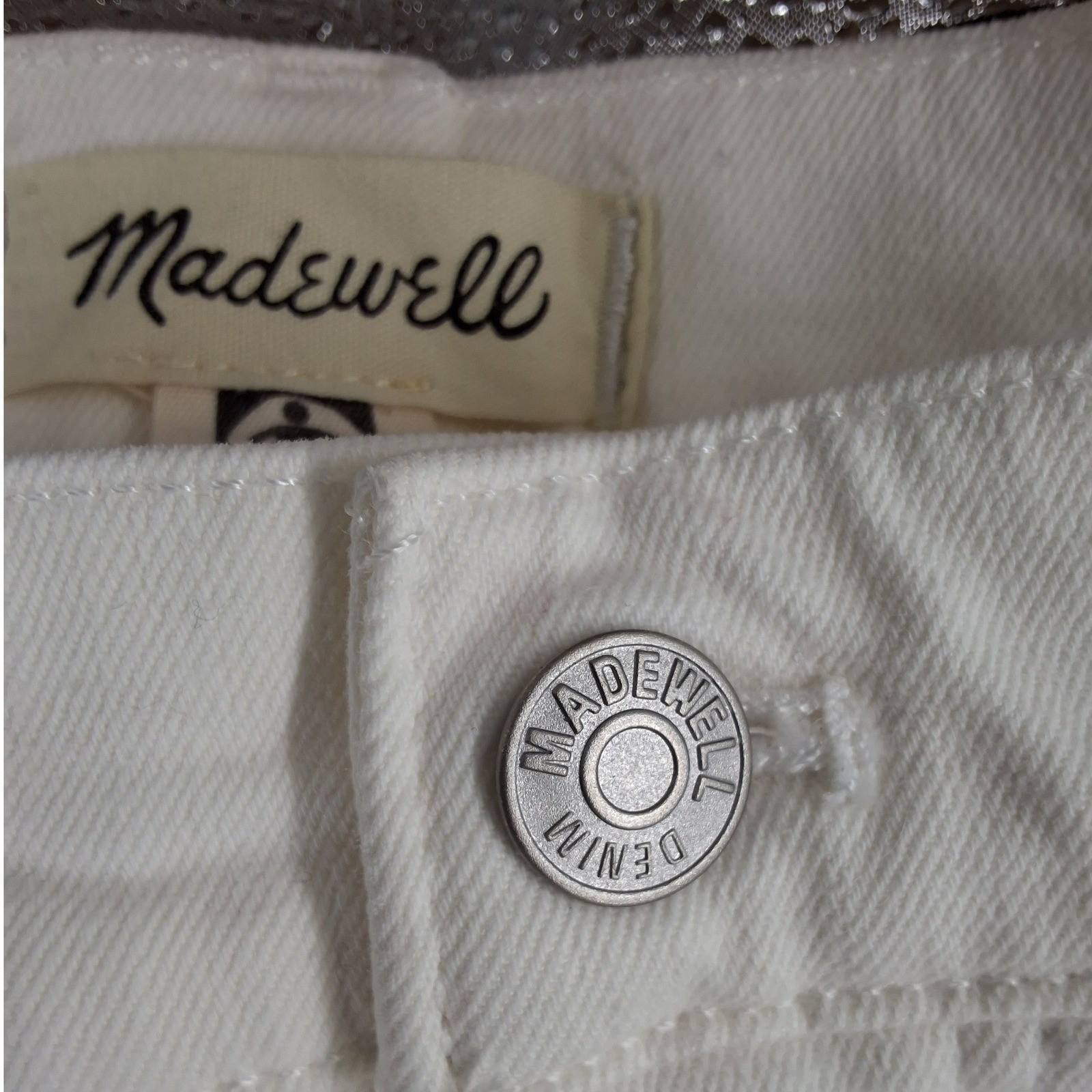 Madewell High Rise Wide Leg Crop Jeans Off White Cream Denim Size 26 - View 10