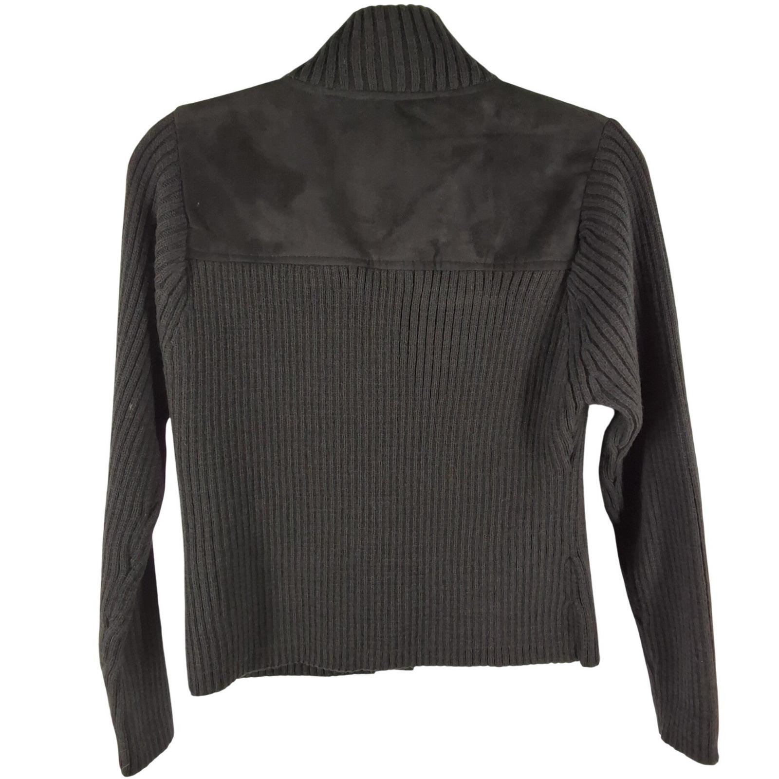 BH Leather Club Mens Black Ribbed Wool Blend Full Zip Sweater Jacket M - View 3