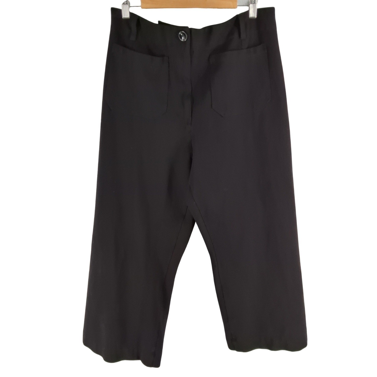 Quince Ultra Stretch Ponte Cropped Wide Leg Pant Black Size 16