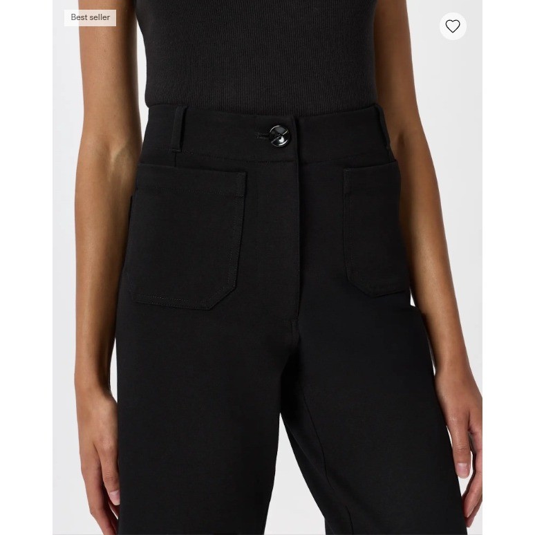 Quince Ultra Stretch Ponte Cropped Wide Leg Pant Black Size 16 - View 3