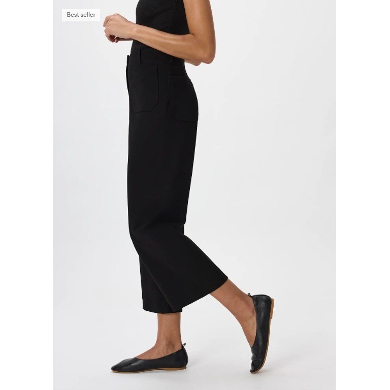 Quince Ultra Stretch Ponte Cropped Wide Leg Pant Black Size 16 - View 10