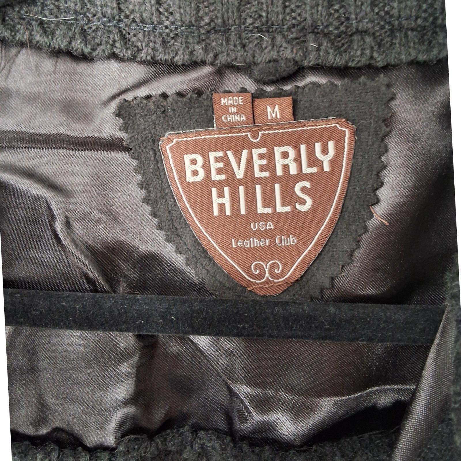 BH Leather Club Mens Black Ribbed Wool Blend Full Zip Sweater Jacket M - View 5