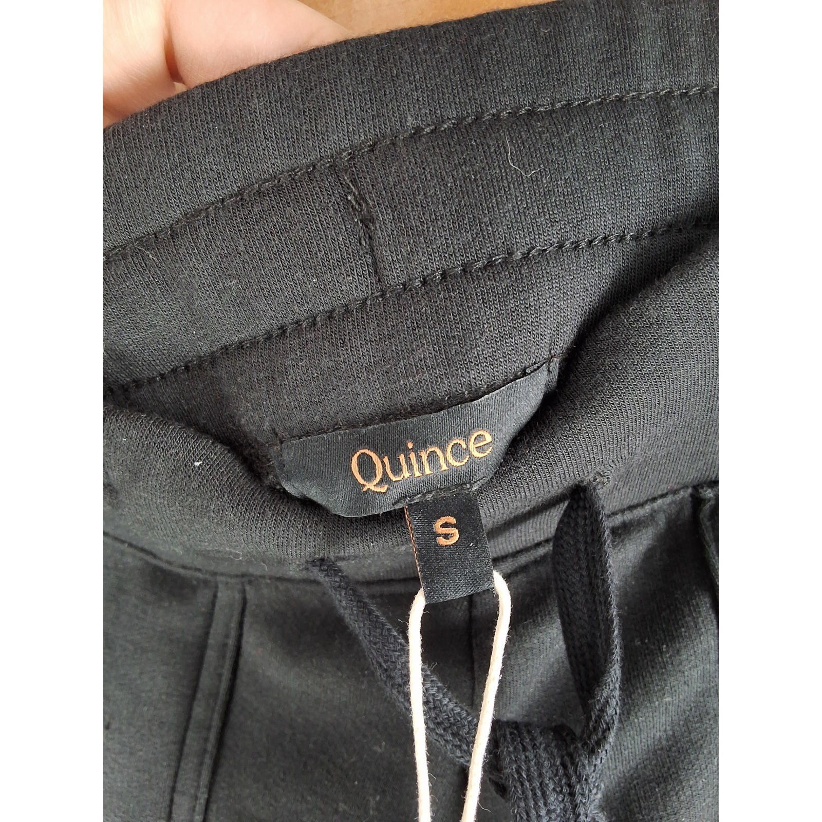 Quince Black SuperSoft Fleece Cropped Wide Leg Pants Small NWT - View 6