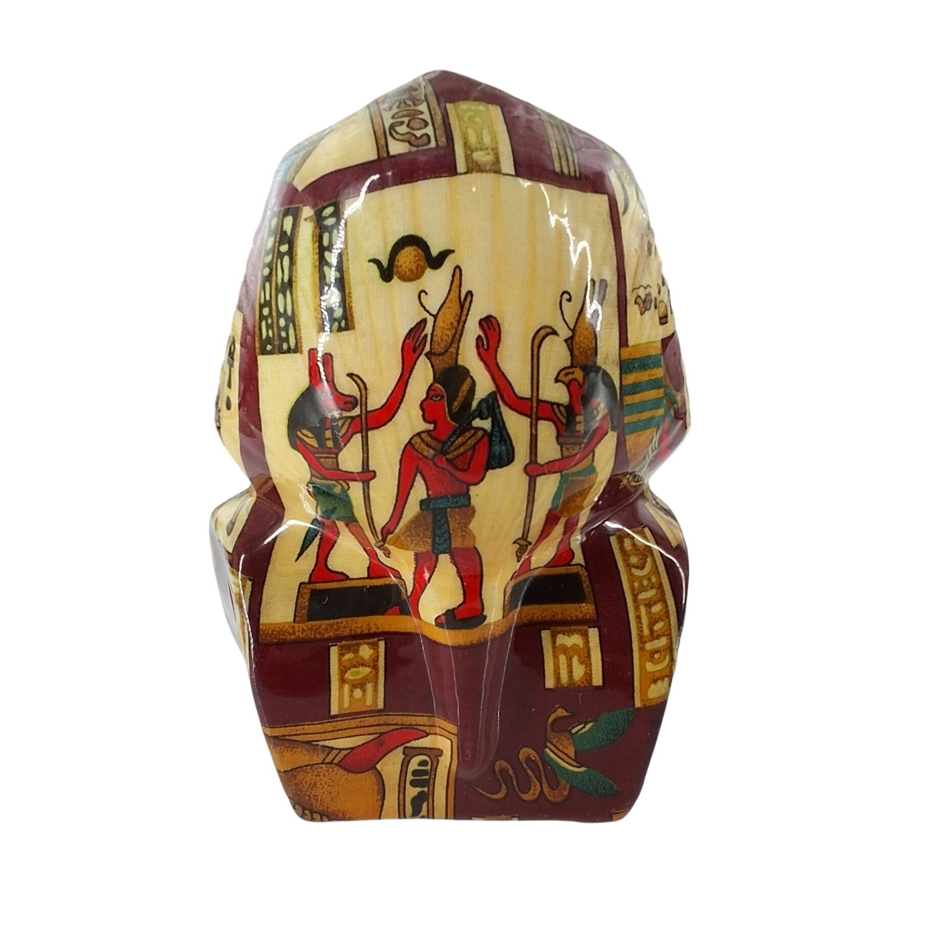 Egyptian Pharaoh King Tut Bust Figurine Hieroglyphic Decoupage Decor 4.5 Inch - View 3