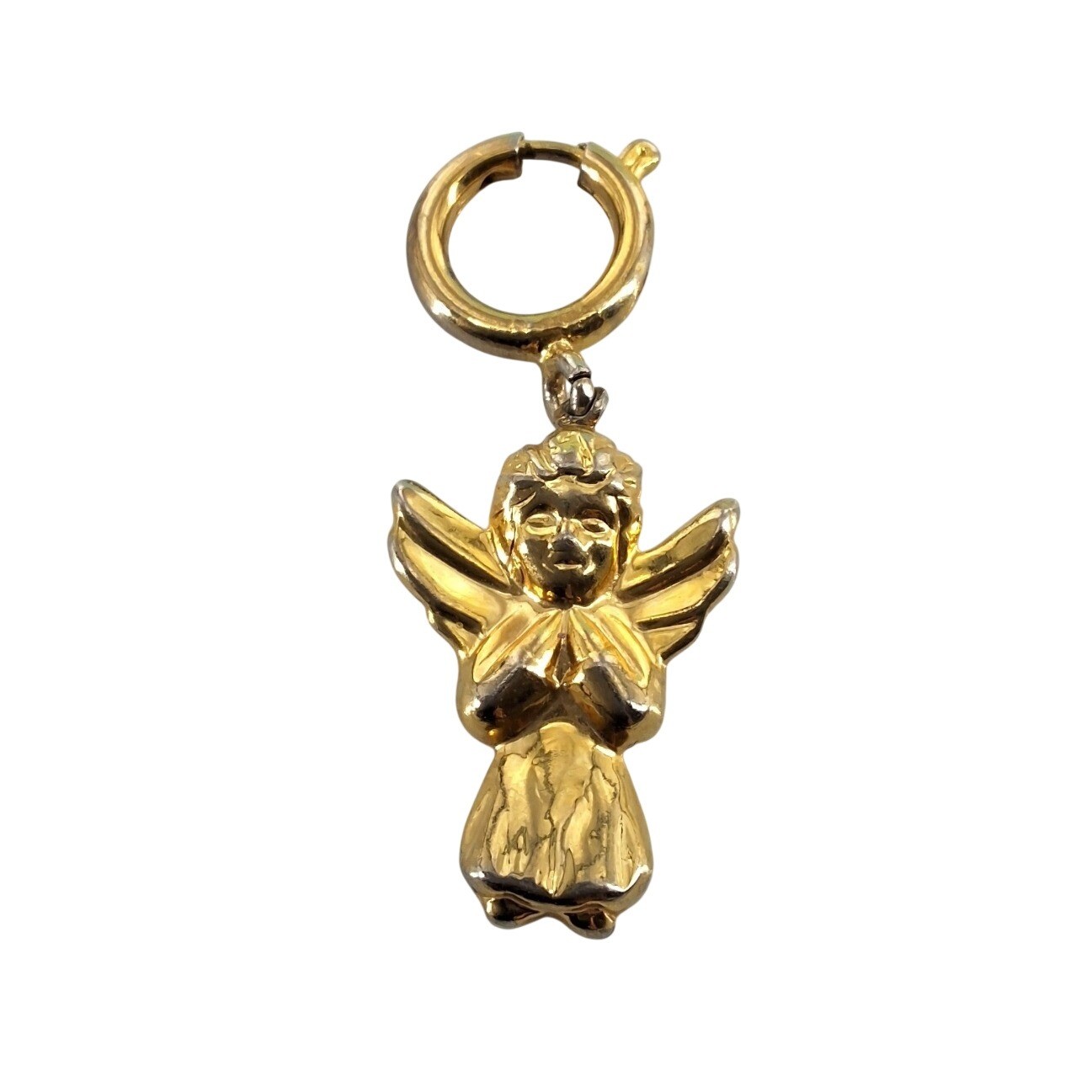 Gold Tone Praying Angel Cherub Charm Pendant Spring Ring Clasp