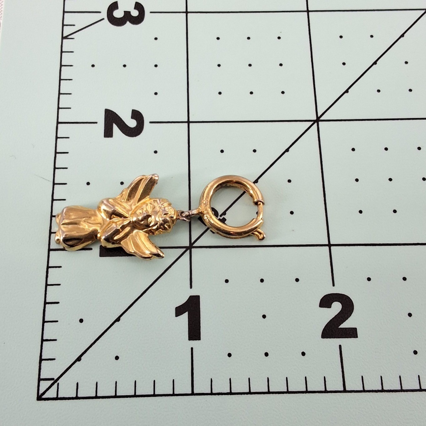 Gold Tone Praying Angel Cherub Charm Pendant Spring Ring Clasp