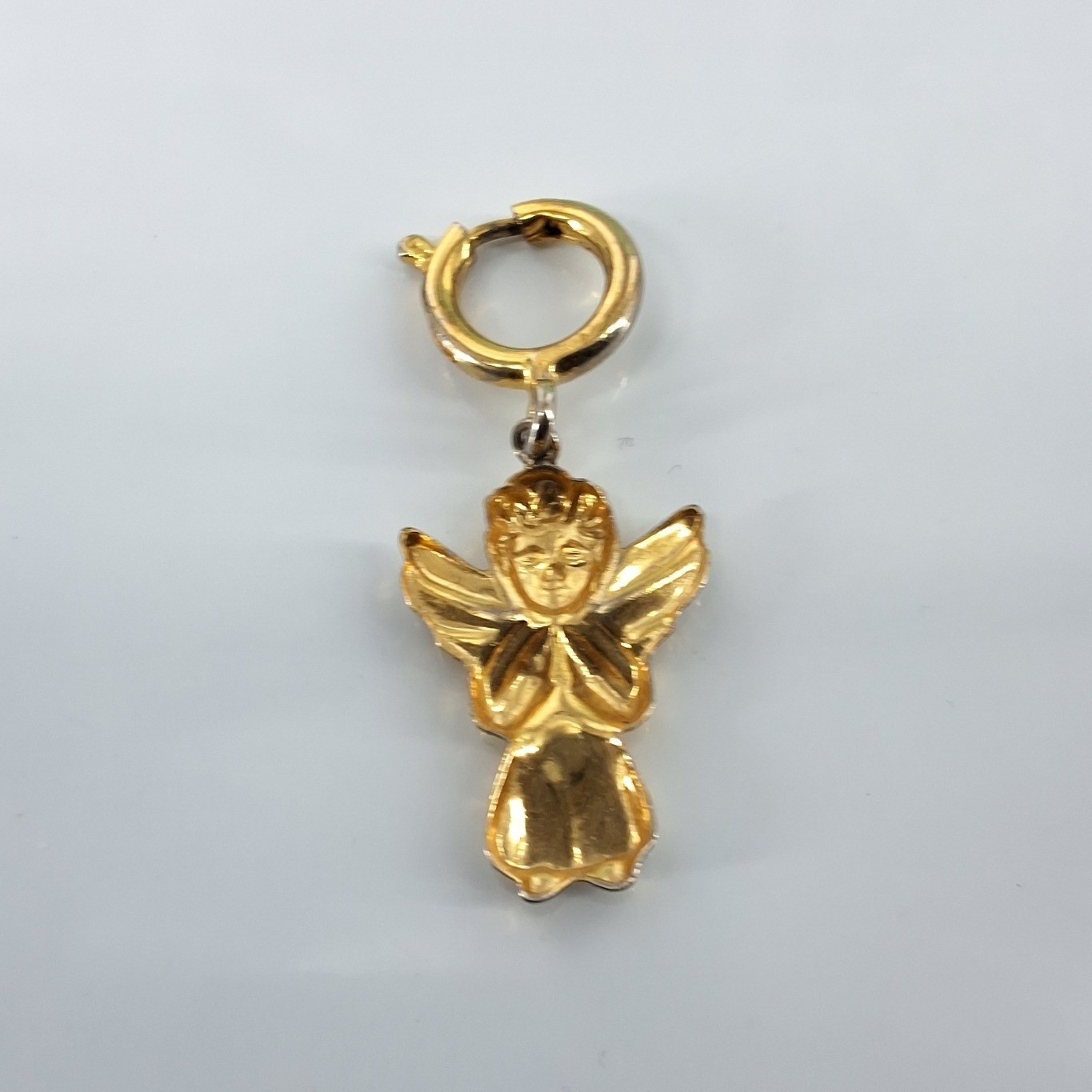 Gold Tone Praying Angel Cherub Charm Pendant Spring Ring Clasp - View 3