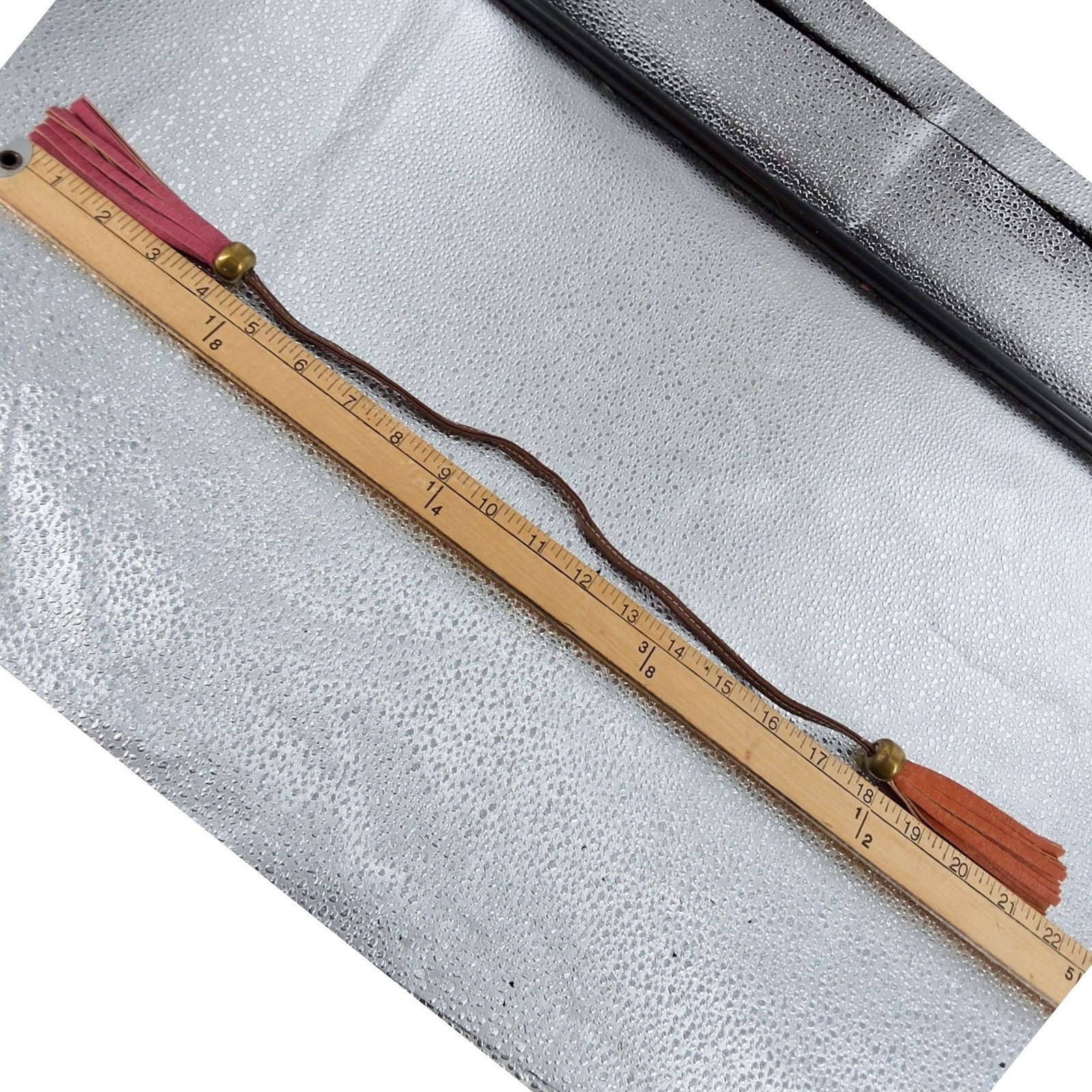 Leather Tassel Bag Charm Belt Accessory Burnt Orange Pink Brass Hardware Boho - View 3