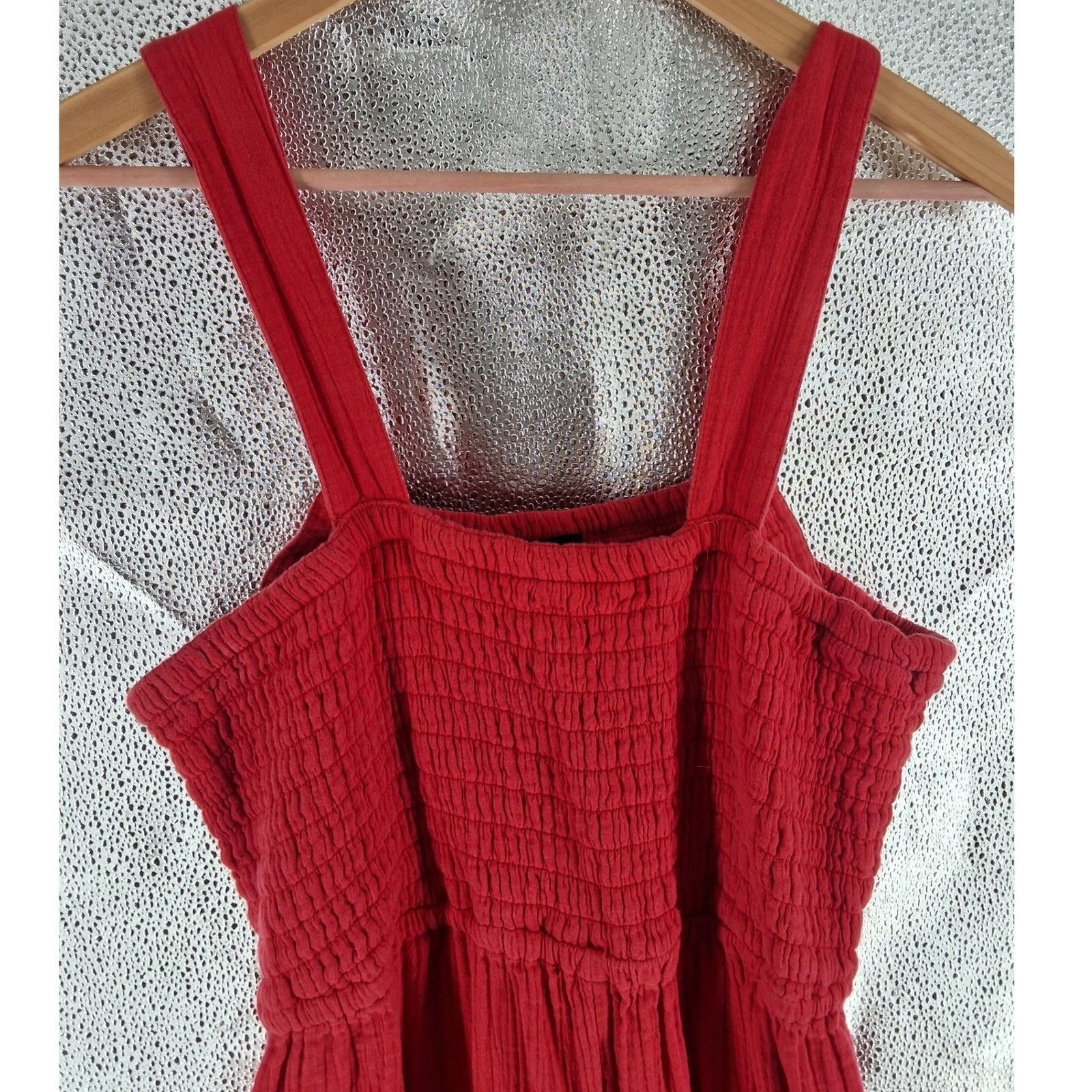 Quince Organic Cotton Gauze Smocked Wide Leg Jumpsuit Wild Cherry Red XL - View 8