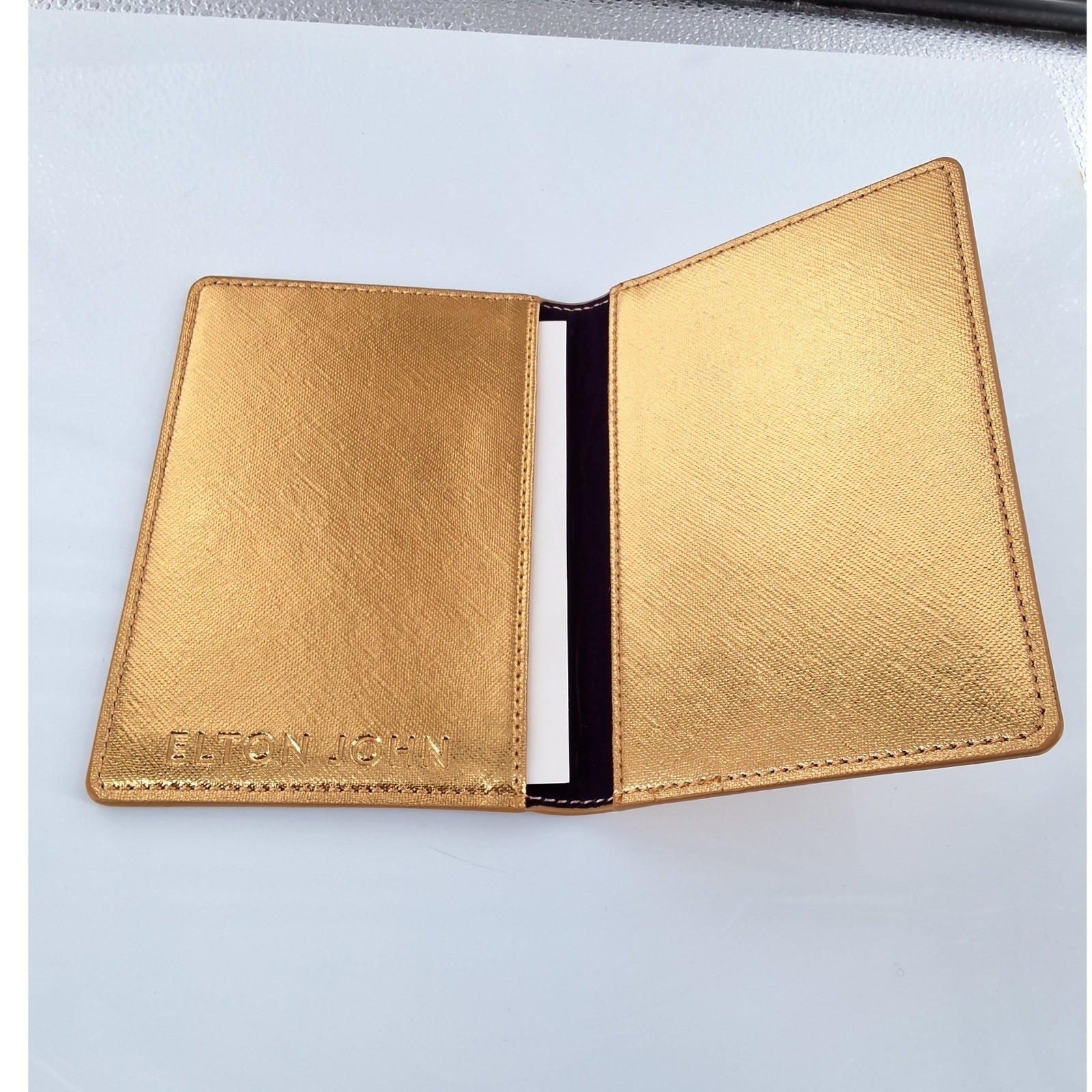 Elton John Gold Metallic Passport Holder and Luggage Tag Travel Gift Set Boxed - View 4