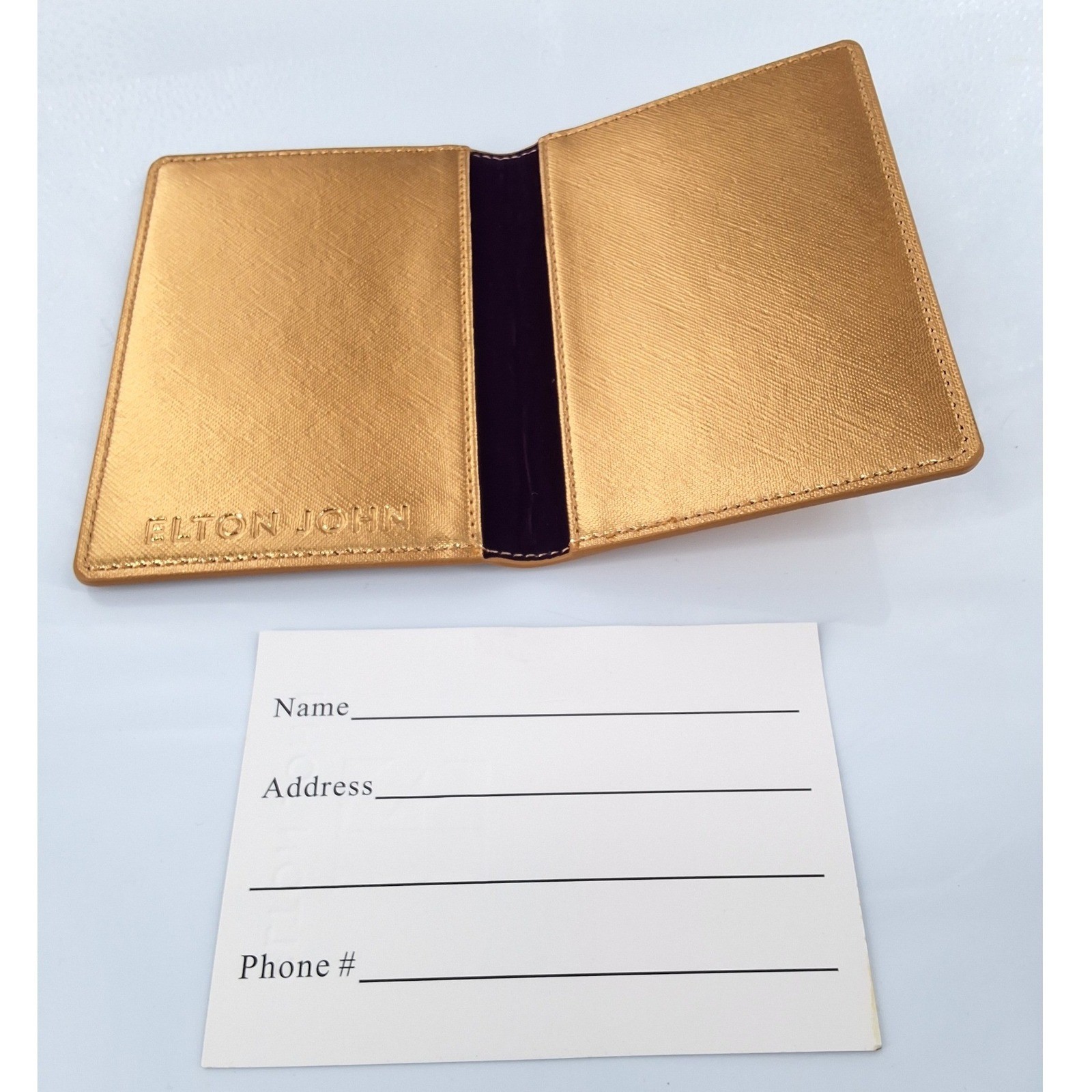 Elton John Gold Metallic Passport Holder and Luggage Tag Travel Gift Set Boxed - View 5