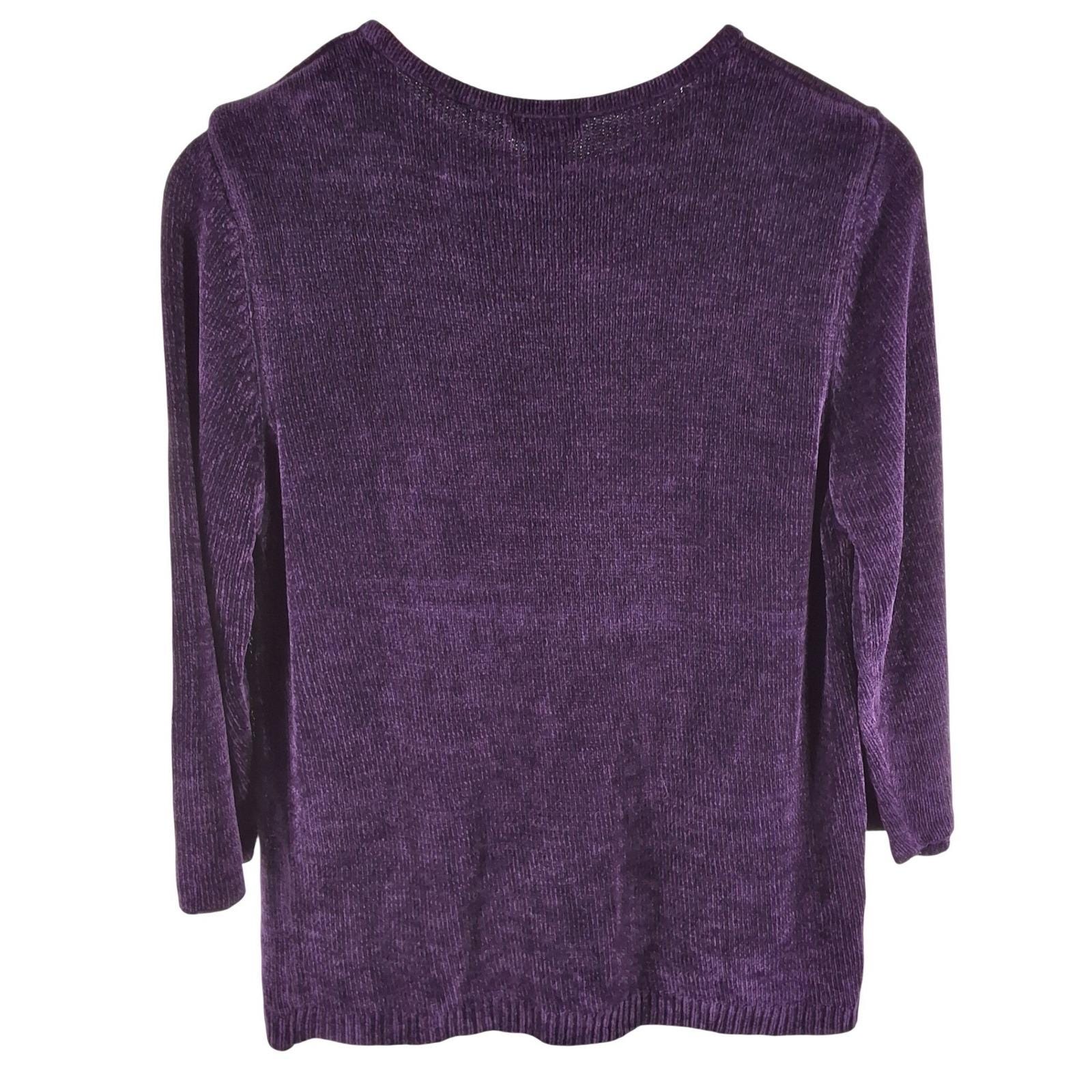 Graff by UM Company Purple Chenille Sweater Women's M 3/4 Sleeve - View 5