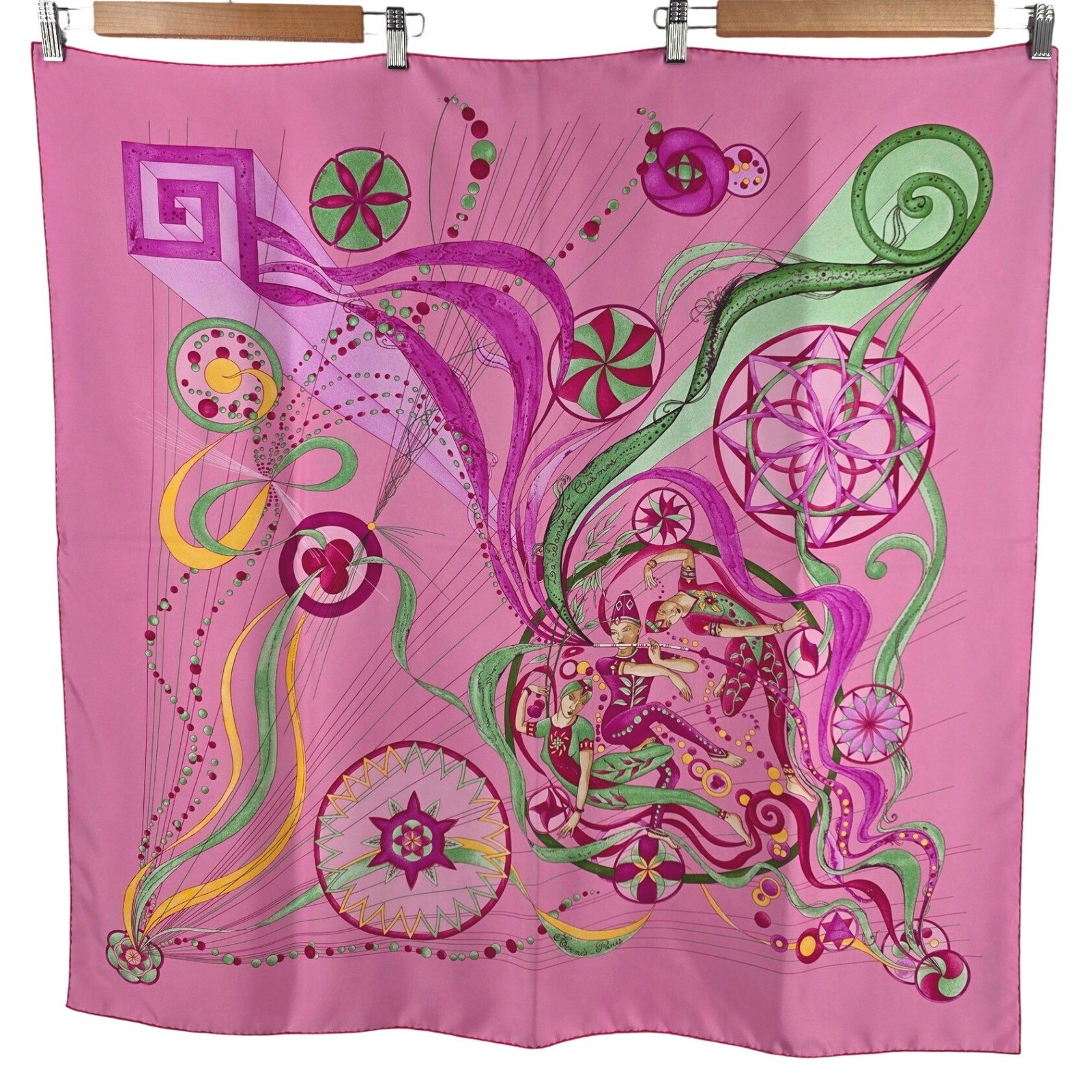 Hermes La Danse du Cosmos Silk Scarf Pink Zoe Pauwels Made in France with Box - View 3