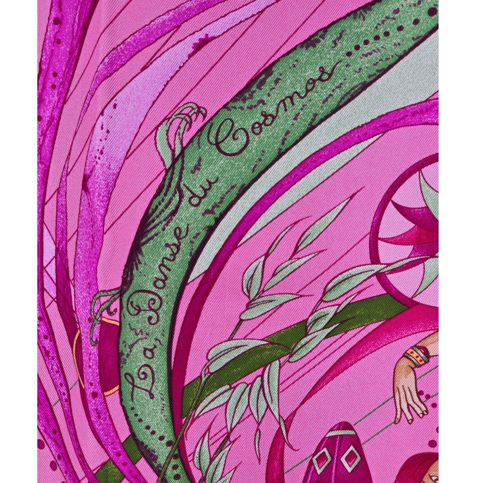 Hermes La Danse du Cosmos Silk Scarf Pink Zoe Pauwels Made in France with Box - View 6