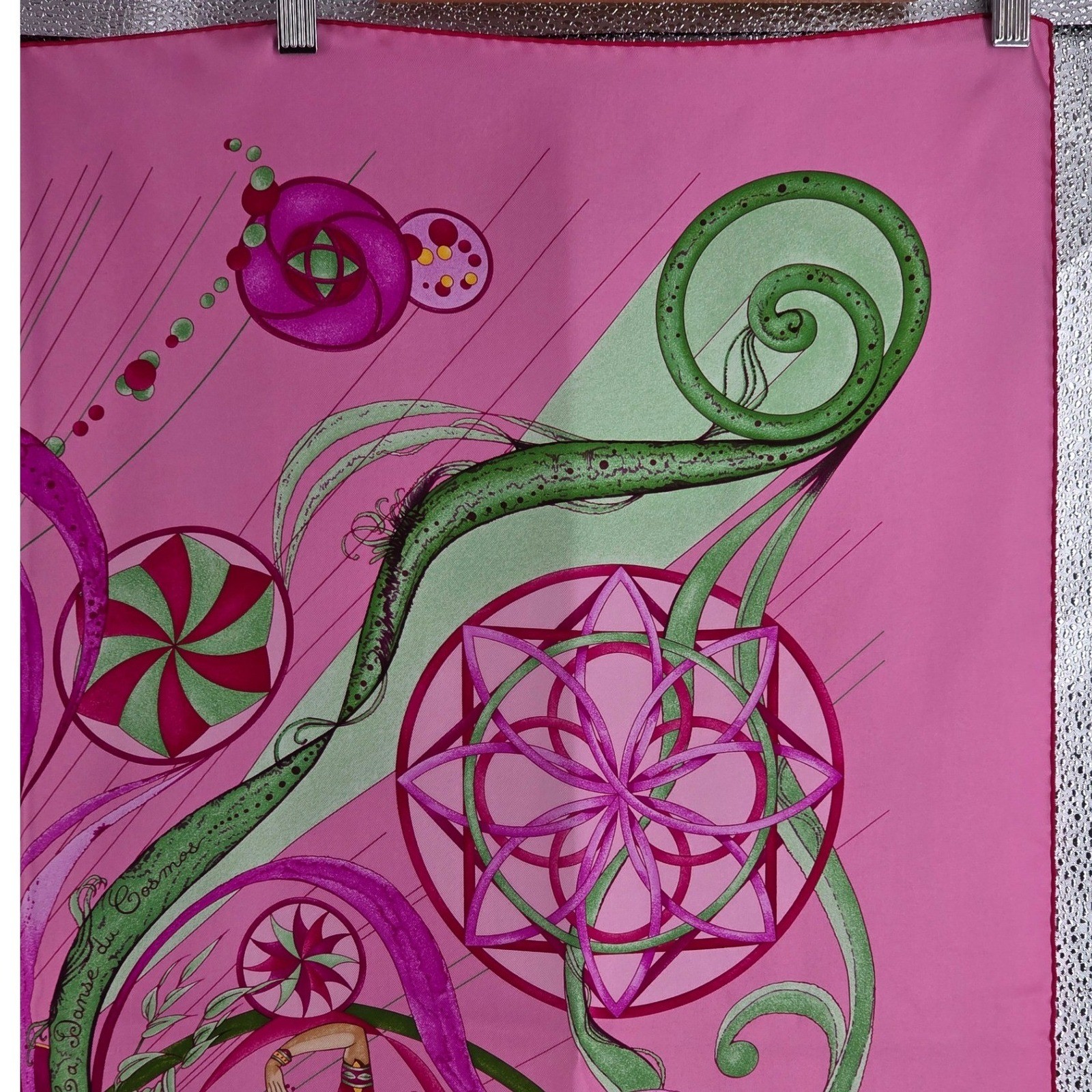 Hermes La Danse du Cosmos Silk Scarf Pink Zoe Pauwels Made in France with Box - View 18