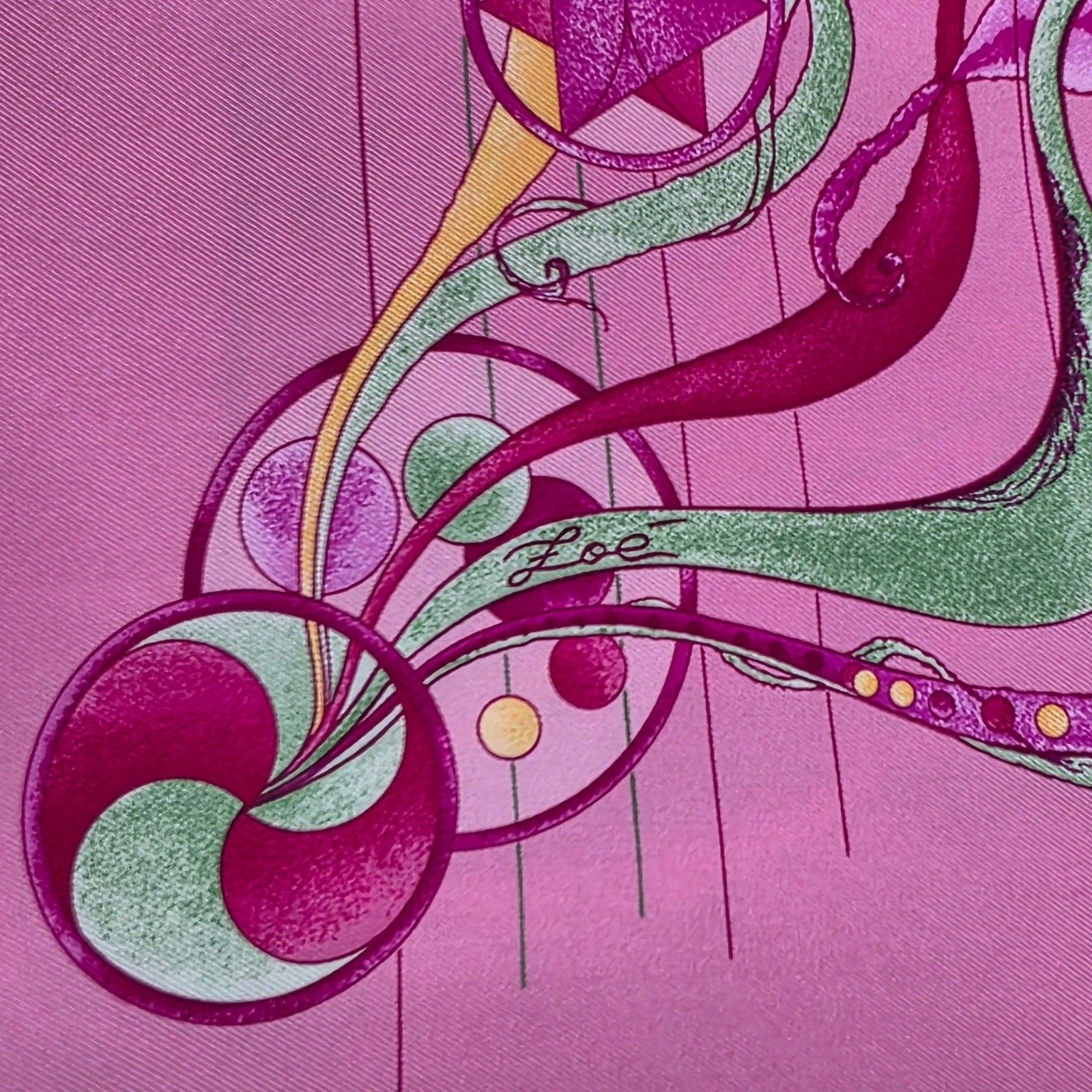 Hermes La Danse du Cosmos Silk Scarf Pink Zoe Pauwels Made in France with Box - View 19
