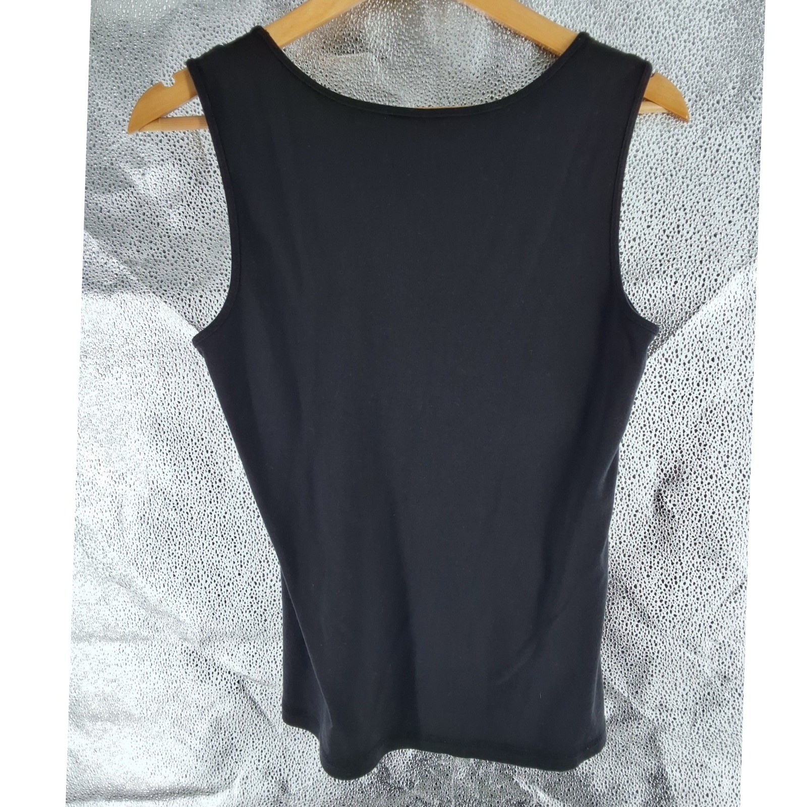Laura Scott Womens Black Cotton Scoop Neck Tank Top Sleeveless Basic Size L - View 4