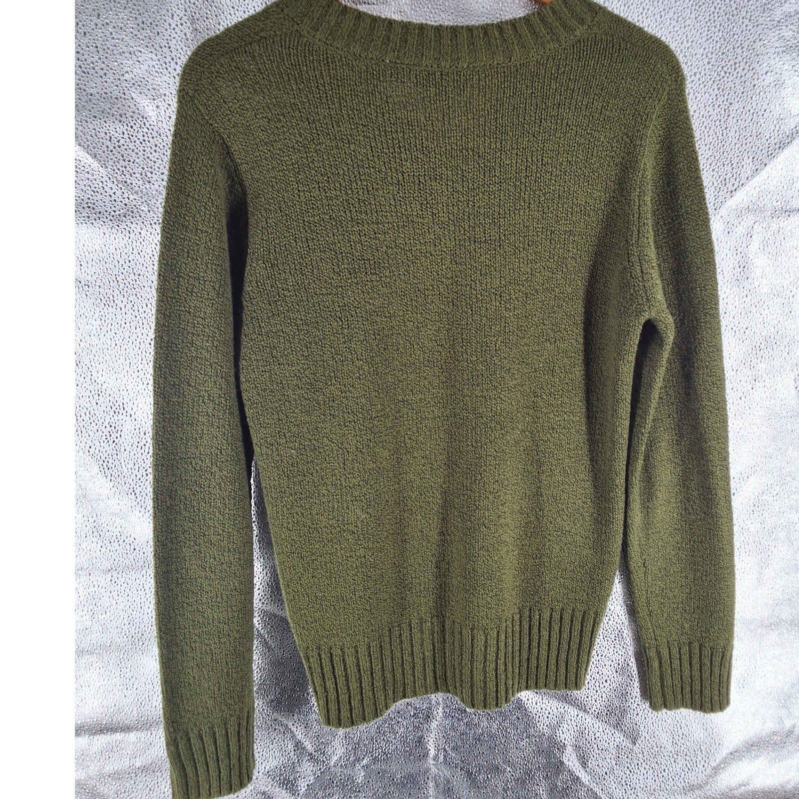 Great Northwest Womens Olive Green Henley Sweater Small Textured Knit Pullover - View 5