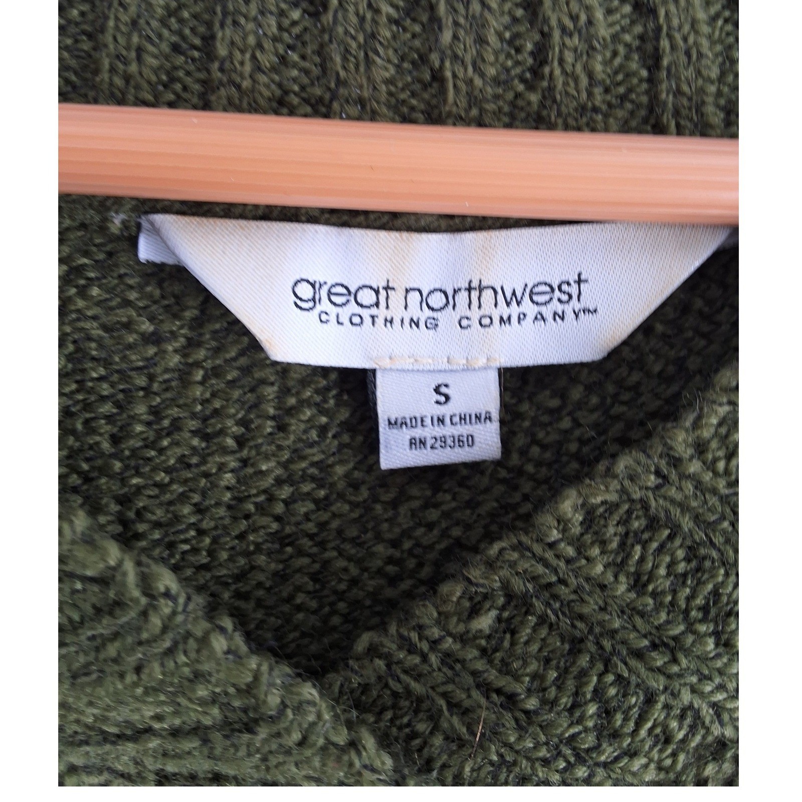 Great Northwest Womens Olive Green Henley Sweater Small Textured Knit Pullover