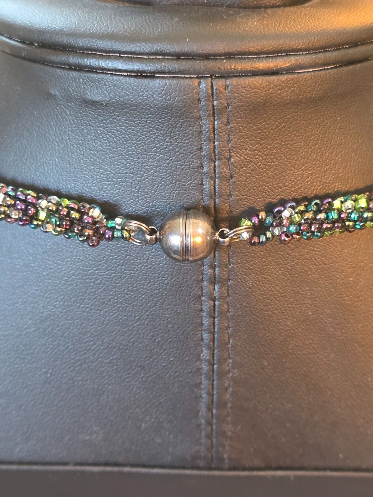 Fluorite & Amethyst Gemstone Multistrand Beaded Necklace w/ Magnetic Clasp - View 4