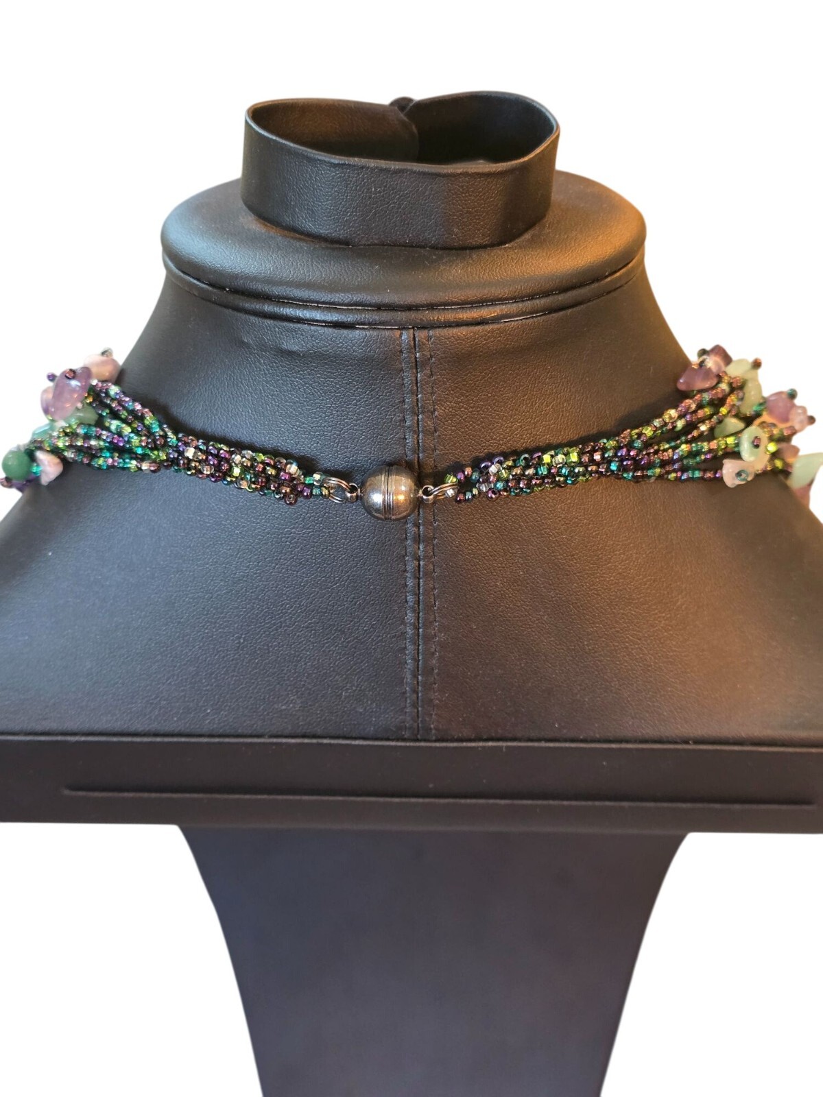 Fluorite & Amethyst Gemstone Multistrand Beaded Necklace w/ Magnetic Clasp - View 12