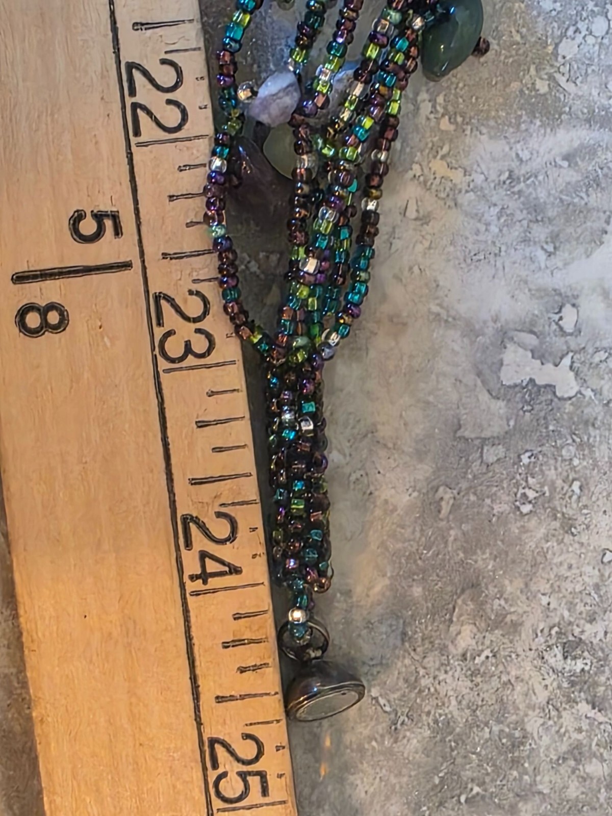 Fluorite & Amethyst Gemstone Multistrand Beaded Necklace w/ Magnetic Clasp - View 13