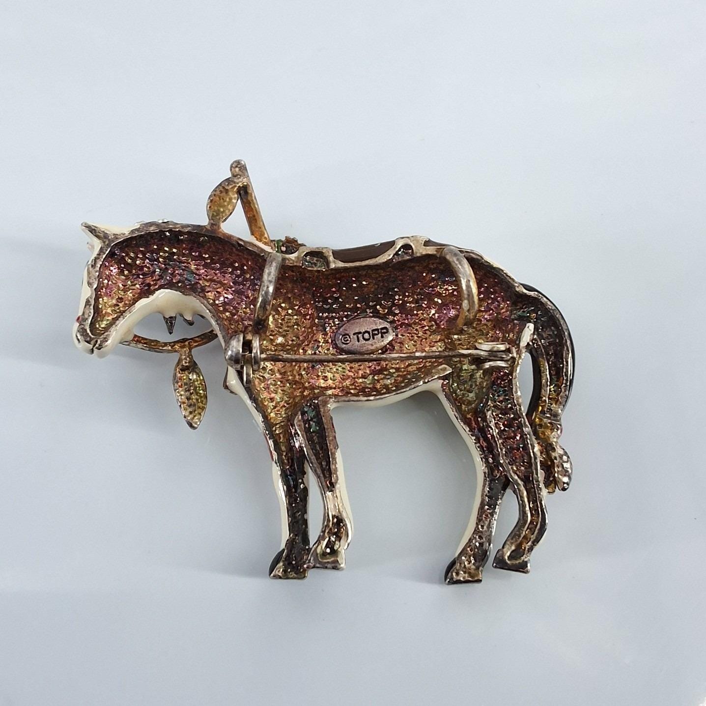 TOPP Trail of Painted Ponies War Pony Vintage Enamel Horse Brooch Pendant Pin - View 4