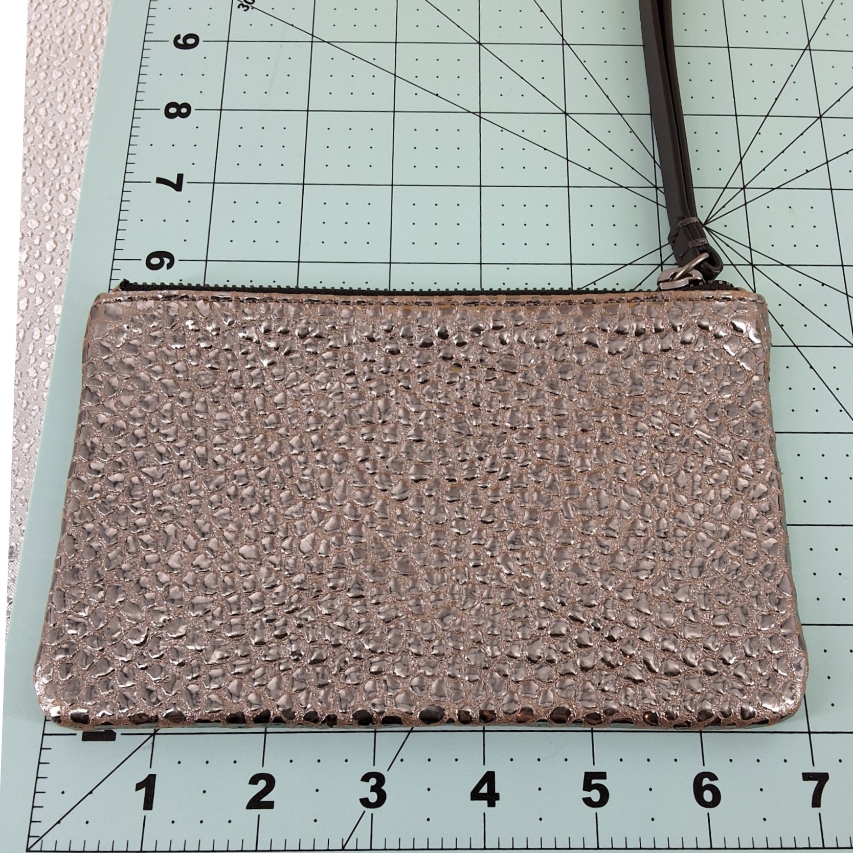 Brunello Cucinelli Metallic Bronze Pebble Leather Wristlet Pouch Zip Clutch - View 3