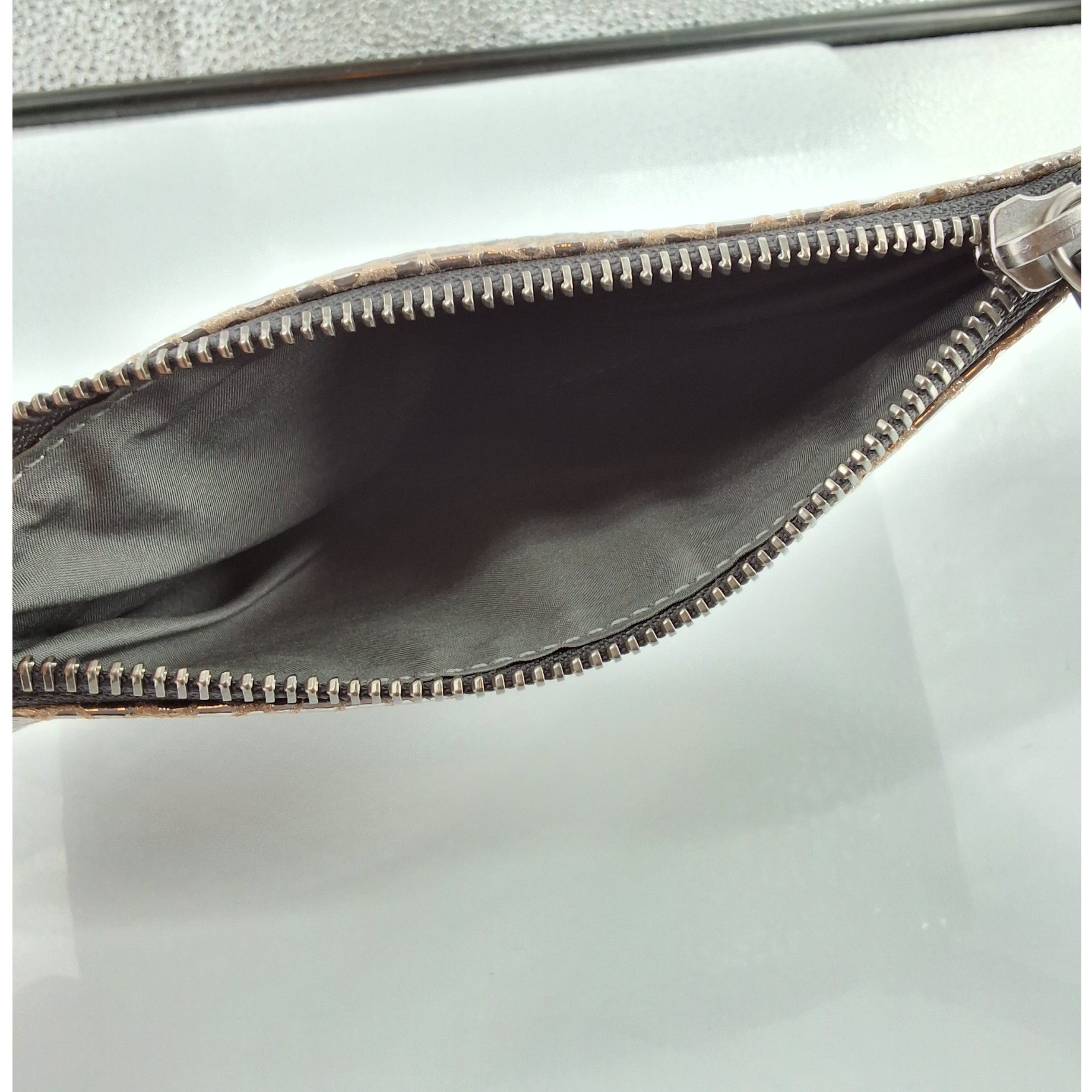 Brunello Cucinelli Metallic Bronze Pebble Leather Wristlet Pouch Zip Clutch - View 6