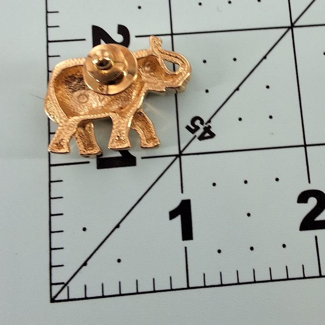Vintage Avon Gold Tone Red Enamel Grid Elephant Brooch Pin Matching Set 2pc - View 4