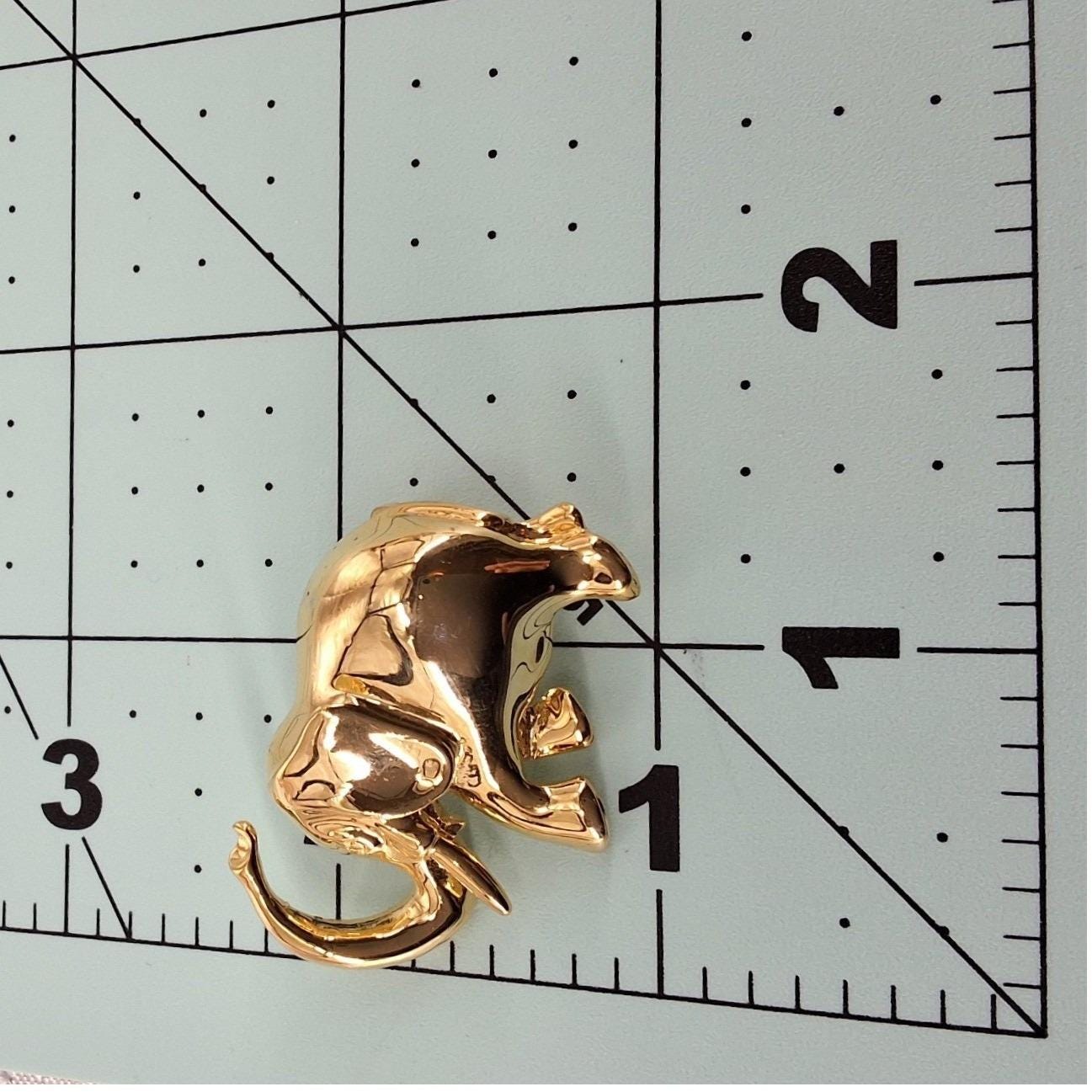 Vintage Gold Tone Elephant Brooch Luck Trunk Up Figural Animal Pin 1.5" - View 4