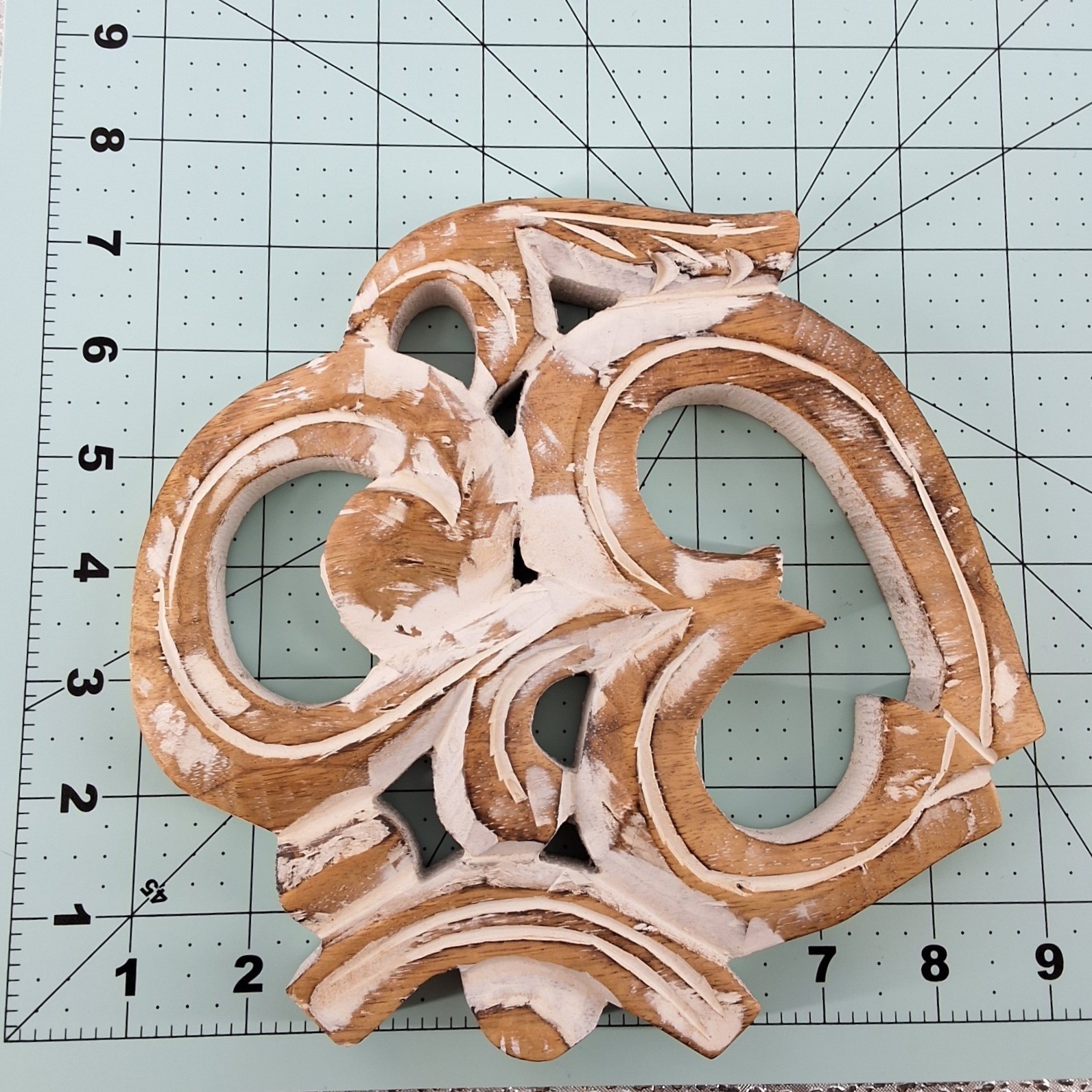 Hand Carved Wood Om Symbol Wall Art Distressed Whitewash Spiritual Decor 7" - View 5
