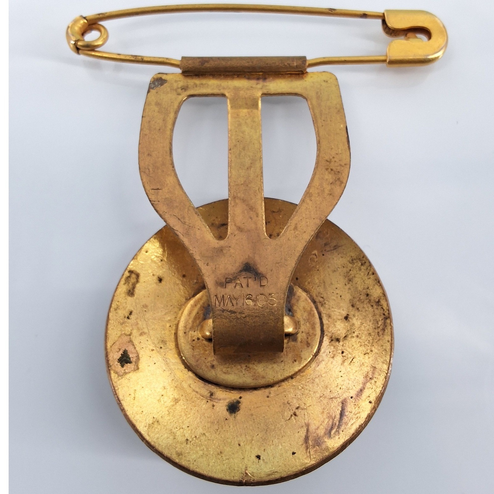 Antique 1905 Patented Satsuma Earthenware Button Brooch Japanese Meiji Sash Pin - View 4