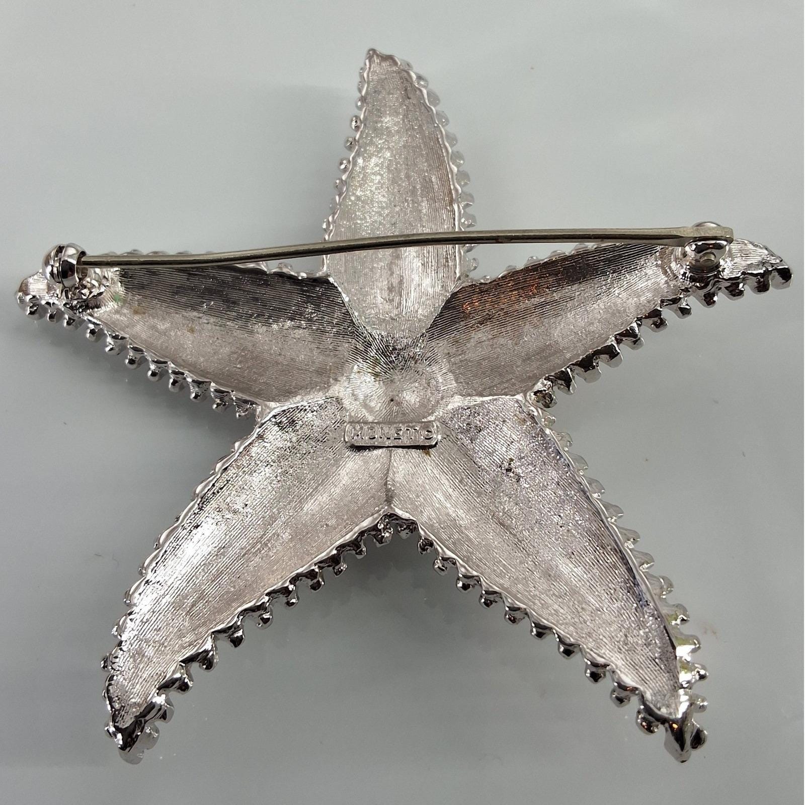 Vintage Monet Starfish Brooch Set - Gold & Silver Tone Textured Nautical Pins - View 8