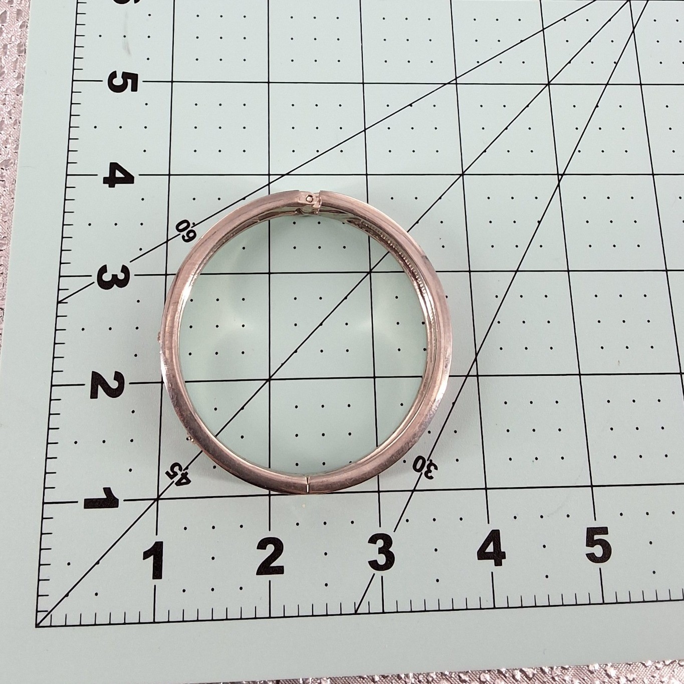 Pink Enamel Silver Tone Hinged Bangle Bracelet with Clear Rhinestones Modern - View 3