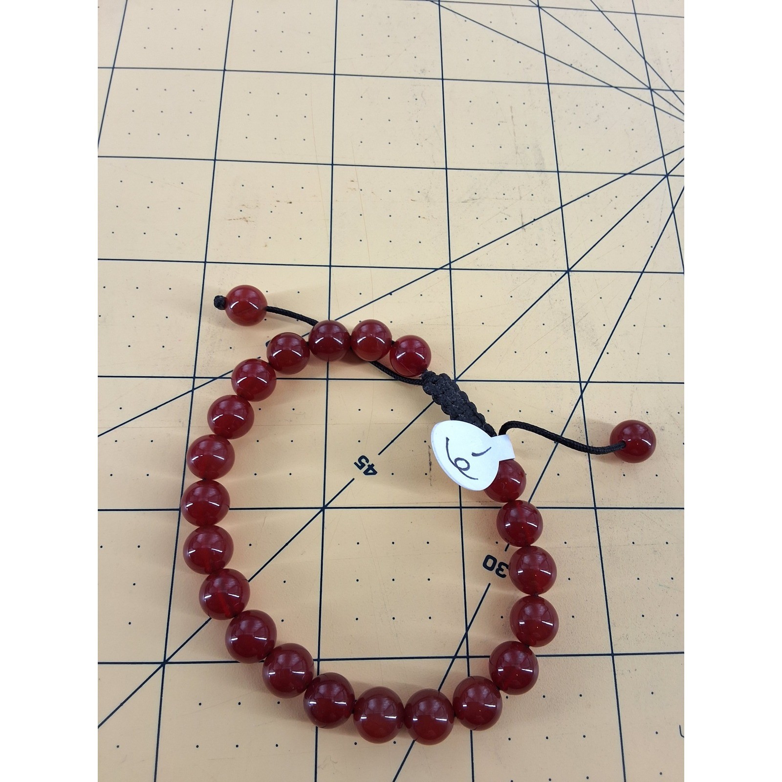 Natural Red Carnelian Beaded Bracelet Adjustable Macrame Cord Gemstone Healing - View 3