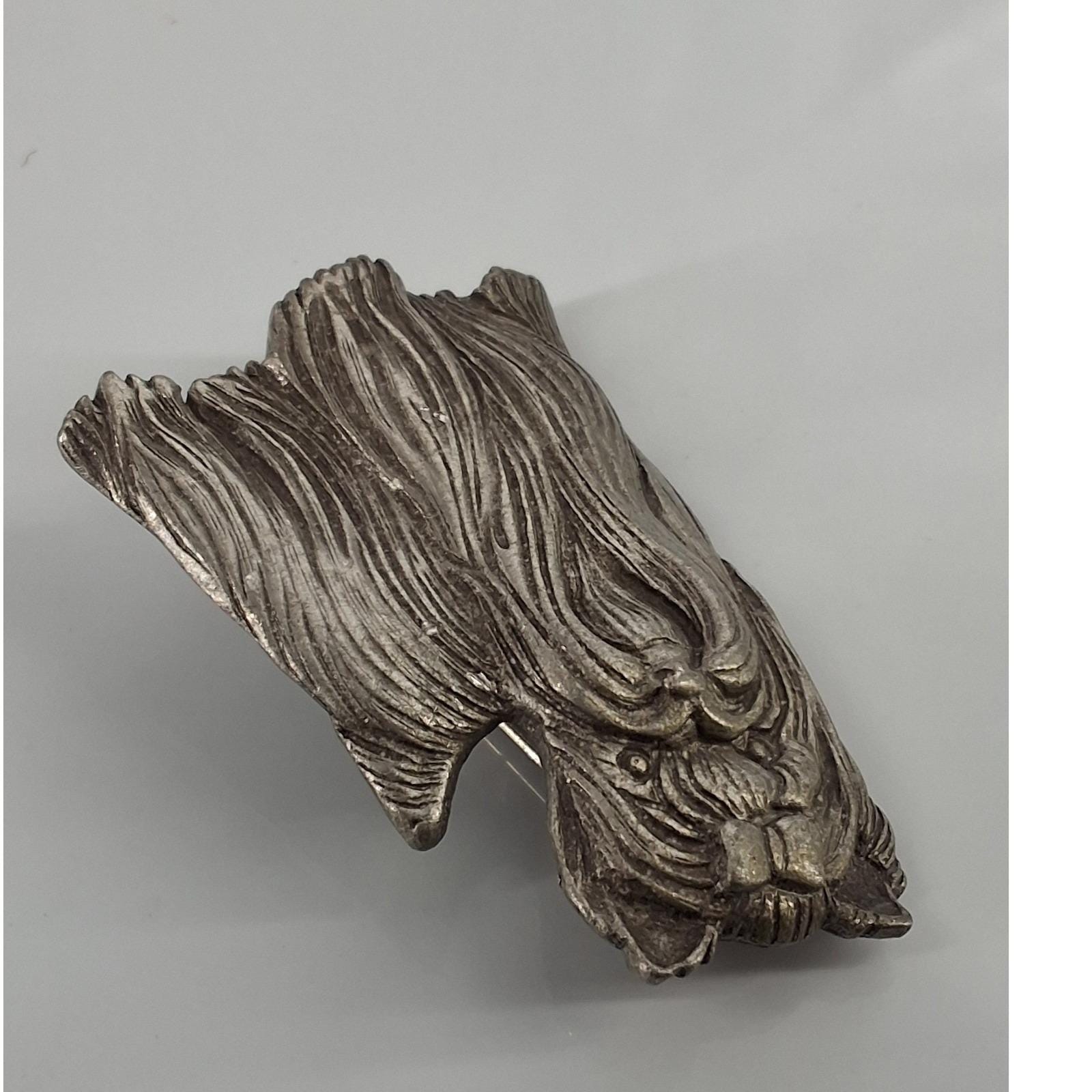 JJ Jonette Vintage Pewter Yorkie Brooch Silver Tone Yorkshire Terrier Pin - View 5