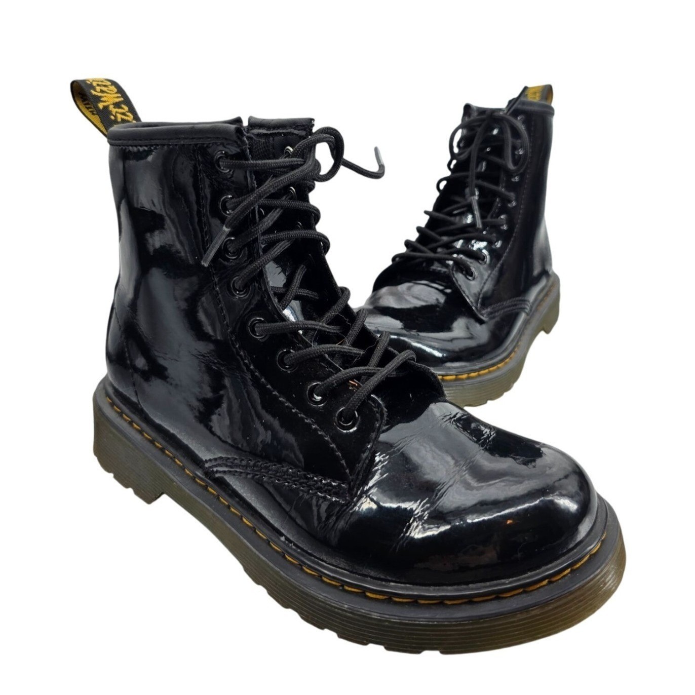 Dr. Martens 1460 J Black Patent Leather Boots Youth Size 2 US Zip
