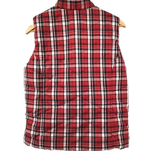 Karen Scott Sport Reversible Puffer Vest Women Small Red Buffalo Plaid Black - View 3