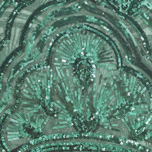 L'Atiste Emerald Green Sequin Art Deco Mermaid Gown Formal Prom Dress StraplessL - View 4