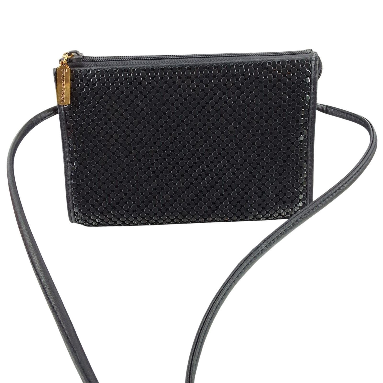 Whiting & Davis Vintage Navy Blue Metal Mesh Crossbody Bag Evening Purse