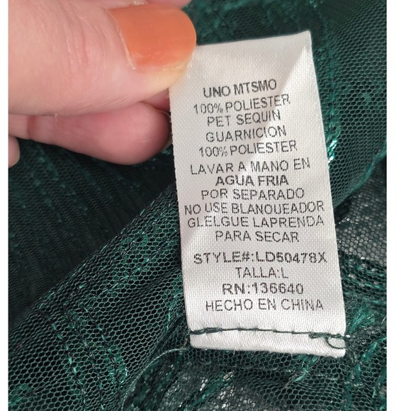 L'Atiste Emerald Green Sequin Art Deco Mermaid Gown Formal Prom Dress StraplessL - View 6