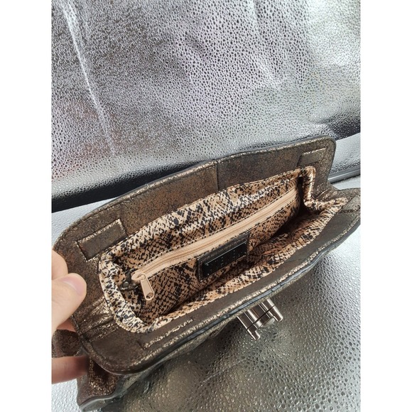 Steven by Steve Madden Lady Unique Lock Clutch Bronze Metallic Crackled - View 6