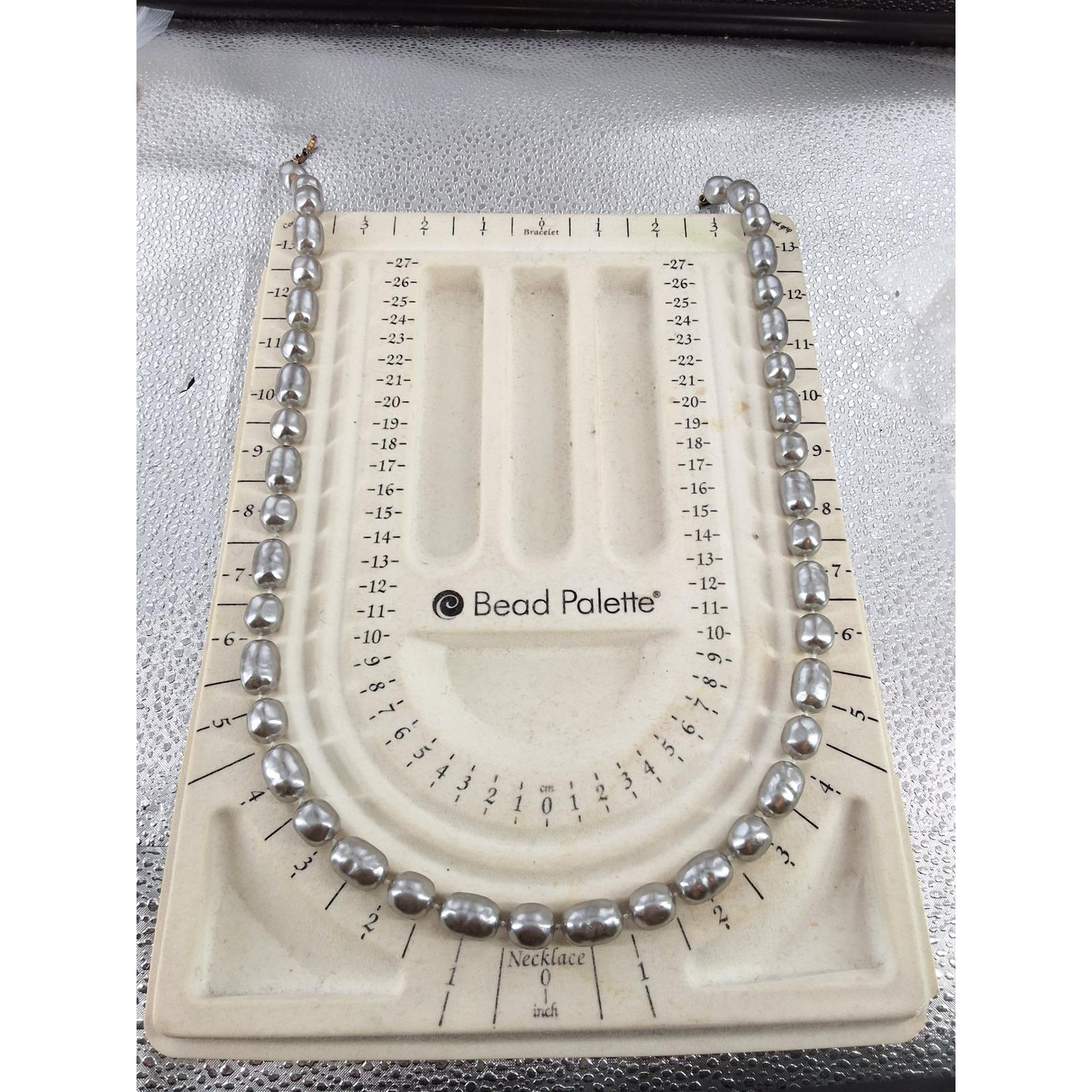 Vintage Silver Metallic Baroque Faux Pearl Statement Necklace 30" Knotted - View 4