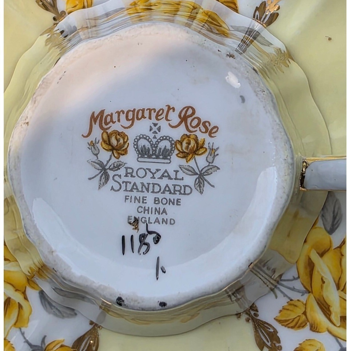 Margaret Rose Royal Standard Yellow Rose Bone China Teacup & Saucer Set Vintage - View 4
