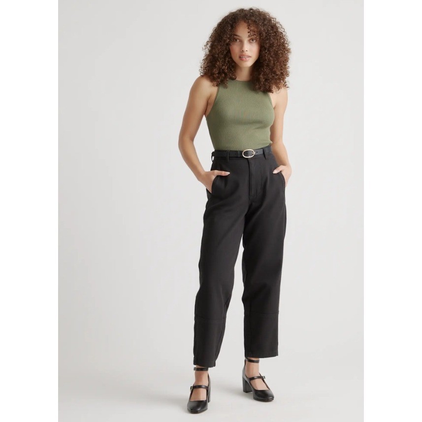 Quince Organic Stretch Cotton Twill Barrel Pant Black 27 Inseam Size 6 - View 3