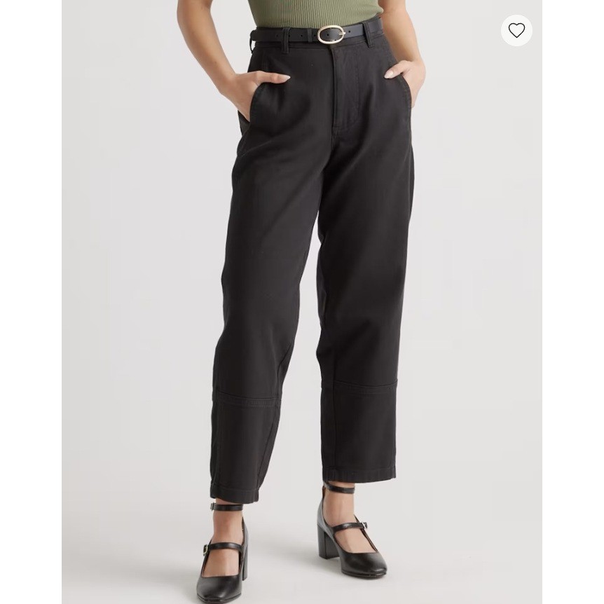 Quince Organic Stretch Cotton Twill Barrel Pant Black 27 Inseam Size 6 - View 4