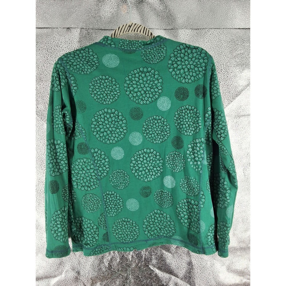 Rising International Green Boho Floral Embroidered Zip Up Cotton Jacket Womens M - View 9